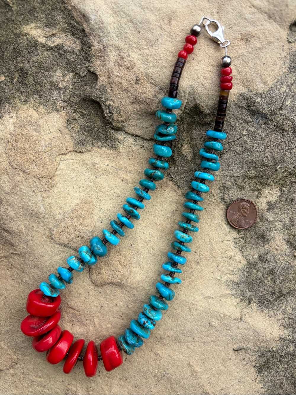 18.5” Sleeping Beauty Turquoise w/Sponge Coral